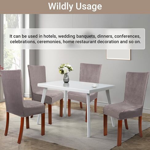 Dining Chair Covers Set of 4, 4pcs Gray Removable Soft Chair Seat Covers, Washable Stretch Universal Chair Protectors Covers Large Slipcovers for Home Kitchen Hotel Banquet Ceremony Decor in Kuwait