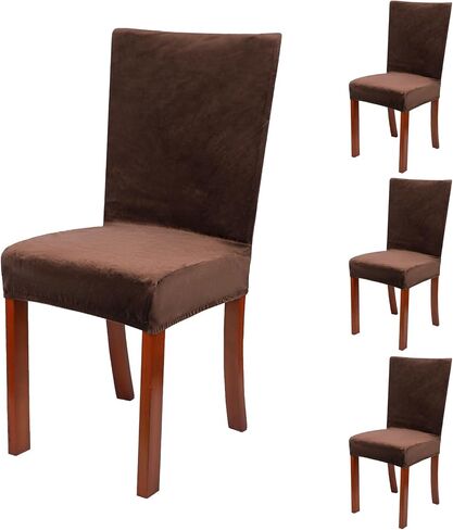 Dining Chair Covers Set of 4, 4pcs Gray Removable Soft Chair Seat Covers, Washable Stretch Universal Chair Protectors Covers Large Slipcovers for Home Kitchen Hotel Banquet Ceremony Decor in Kuwait