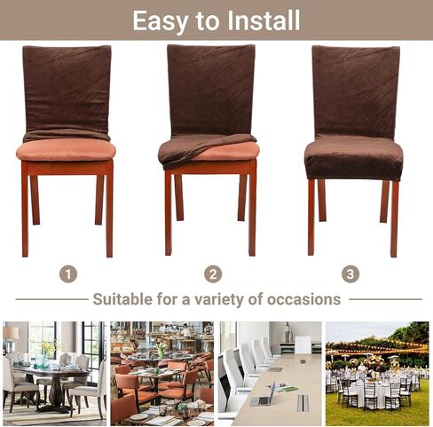 Dining Chair Covers Set of 4, 4pcs Gray Removable Soft Chair Seat Covers, Washable Stretch Universal Chair Protectors Covers Large Slipcovers for Home Kitchen Hotel Banquet Ceremony Decor in Kuwait