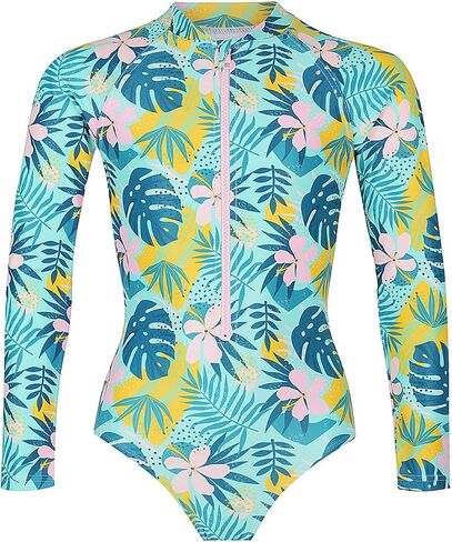 Tame the Sun Long Sleeve Swimsuit for Girls, UPF 50+, Ages 3-12 - Frills, One Piece Rash Guard Girls Bathing Suit in Kuwait
