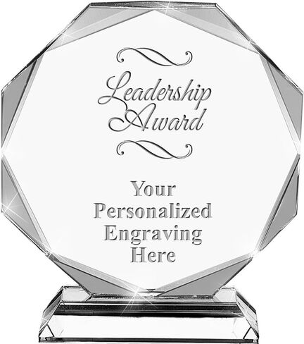 10 Years of Service Crystal Awards, 6.75" Custom Years of Service Award with Engraving Included Prime in Saudi Arabia