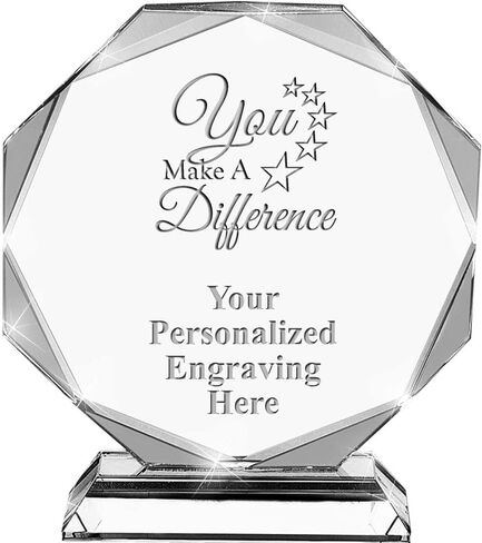 10 Years of Service Crystal Awards, 6.75" Custom Years of Service Award with Engraving Included Prime in Saudi Arabia