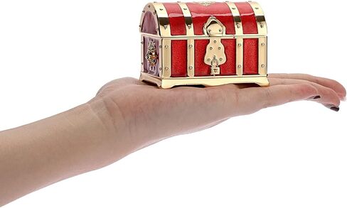Hipiwe Vintage Red Treasure Chest Box Small Jewelry Trinket Box Organizer Keepsake Ring Earrings Box for Valentine Wedding Christmas Birthday Gift for Women Girls, Red Small in Saudi Arabia