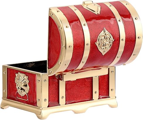 Hipiwe Vintage Red Treasure Chest Box Small Jewelry Trinket Box Organizer Keepsake Ring Earrings Box for Valentine Wedding Christmas Birthday Gift for Women Girls, Red Small in Saudi Arabia