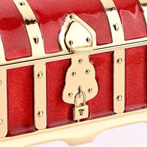 Hipiwe Vintage Red Treasure Chest Box Small Jewelry Trinket Box Organizer Keepsake Ring Earrings Box for Valentine Wedding Christmas Birthday Gift for Women Girls, Red Small in Saudi Arabia