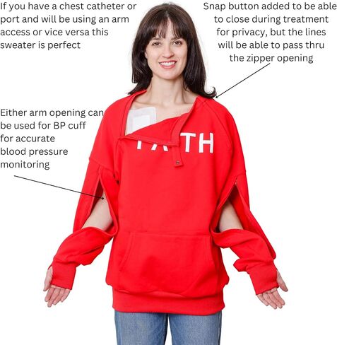 Dialysis Sweatshirts with Dual Zip chest Access Hemodialysis Two Way Arm Zippers to Fistula Port and Line for Men and Women in Saudi Arabia