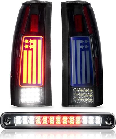 Tail Light + 3rd Third Brake Cargo Lamp for Chevy GMC C1500 K1500 1988-1999, C2500 C3500 K2500 K3500 1988-2000, Silverado 1994-1998, Blazer 1992-1994, High Mount Stop Light Rear LED Taillight Assembly in Saudi Arabia