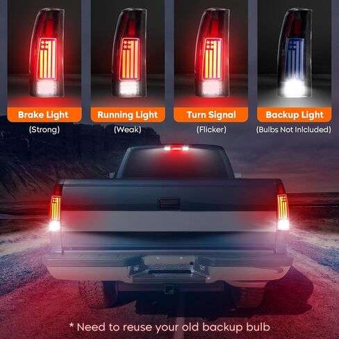 Tail Light + 3rd Third Brake Cargo Lamp for Chevy GMC C1500 K1500 1988-1999, C2500 C3500 K2500 K3500 1988-2000, Silverado 1994-1998, Blazer 1992-1994, High Mount Stop Light Rear LED Taillight Assembly in Saudi Arabia