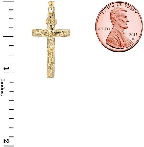 Religious Jewelry Certified 10k Yellow Gold Small Jesus Christ INRI Crucifix Cross Pendant in Saudi Arabia