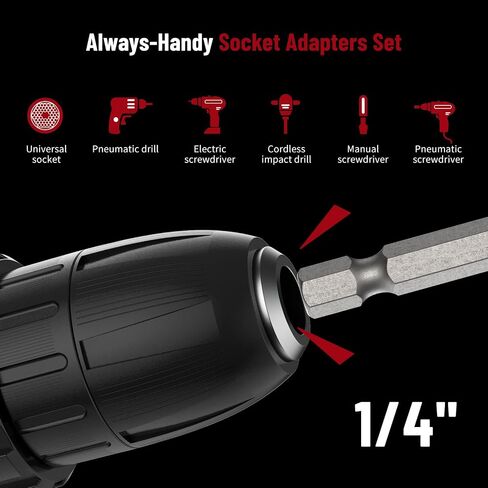 Katerk Socket Adapter Set Cool Stuff Gadgets, 10 Pack Impact Driver Socket Adapter for Automotive DIY, Stocking Stuffers for Men 1/4 to 3/8 Socket Adapter, Electric Tools For Men in Saudi Arabia