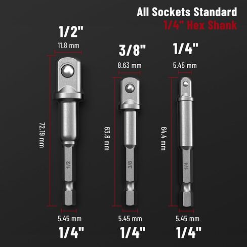 Katerk Socket Adapter Set Cool Stuff Gadgets, 10 Pack Impact Driver Socket Adapter for Automotive DIY, Stocking Stuffers for Men 1/4 to 3/8 Socket Adapter, Electric Tools For Men in Saudi Arabia