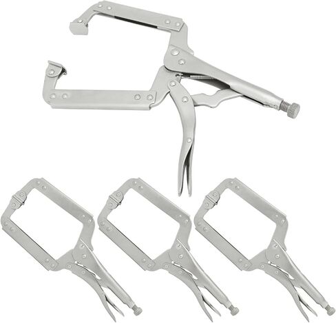 4 Pack 14 Inch C Clamp Locking Pliers,Locking C Clamp, Adjustable Nickel Plated C Pliers For Wood Working, Welding, Electrician Maintenance and more, by GENHAKON in Kuwait