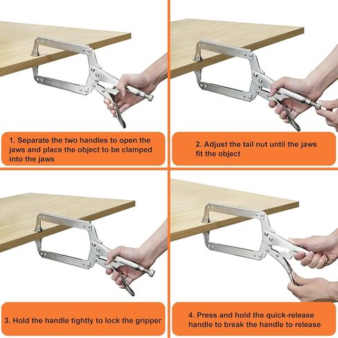 4 Pack 14 Inch C Clamp Locking Pliers,Locking C Clamp, Adjustable Nickel Plated C Pliers For Wood Working, Welding, Electrician Maintenance and more, by GENHAKON in Kuwait