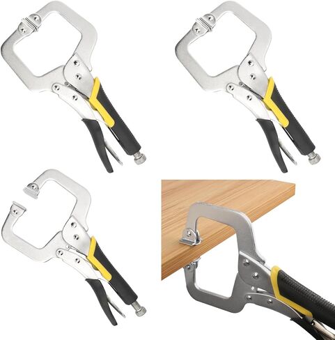 4 Pack 14 Inch C Clamp Locking Pliers,Locking C Clamp, Adjustable Nickel Plated C Pliers For Wood Working, Welding, Electrician Maintenance and more, by GENHAKON in Kuwait