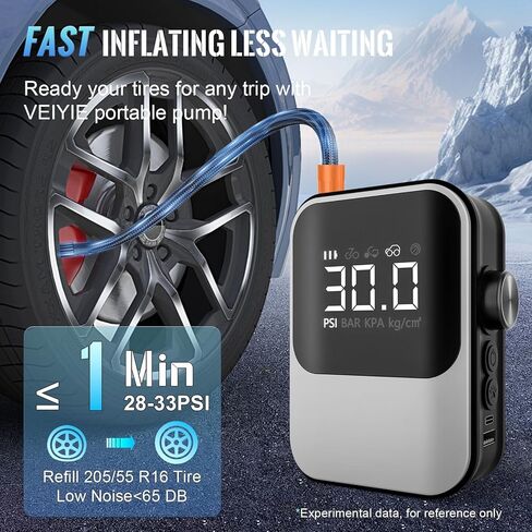 منفاخ إطارات لاسلكي، ضاغط هواء محمول، مضخة هواء مع مقياس رقمي لضغط الإطارات، نفخ سريع لاسلكي لإطارات السيارات، الدراجات النارية، الدراجة، مضخة الدراجة الكهربائية، الكرة in Kuwait