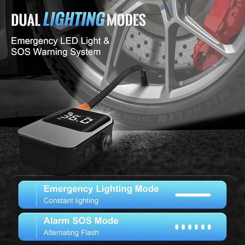 منفاخ إطارات لاسلكي، ضاغط هواء محمول، مضخة هواء مع مقياس رقمي لضغط الإطارات، نفخ سريع لاسلكي لإطارات السيارات، الدراجات النارية، الدراجة، مضخة الدراجة الكهربائية، الكرة in Kuwait