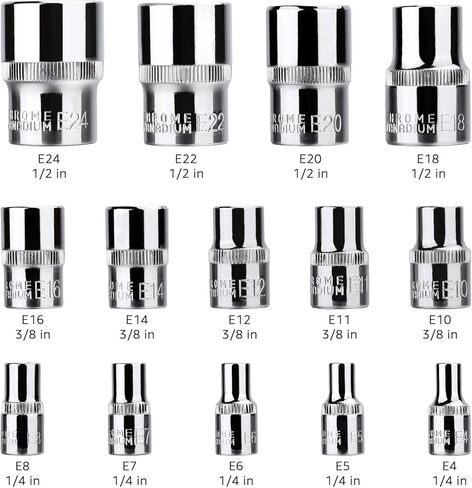Amazon Basics Star Socket Set 1/4" 3/8" 1/2" - 14-Piece in Saudi Arabia