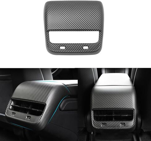 StarYtbl Rear Air Condition Vent Cover for Tesla Model 3 Model Y 2017-2024 Rear Center Console Air Condition Vent Cover Trim, AC Vent Cover Car Decoration Accessories (Matte Carbon Fiber Pattern) in Kuwait
