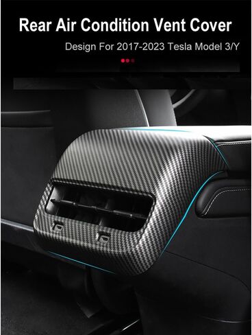 StarYtbl Rear Air Condition Vent Cover for Tesla Model 3 Model Y 2017-2024 Rear Center Console Air Condition Vent Cover Trim, AC Vent Cover Car Decoration Accessories (Matte Carbon Fiber Pattern) in Kuwait