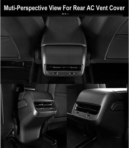 StarYtbl Rear Air Condition Vent Cover for Tesla Model 3 Model Y 2017-2024 Rear Center Console Air Condition Vent Cover Trim, AC Vent Cover Car Decoration Accessories (Matte Carbon Fiber Pattern) in Kuwait