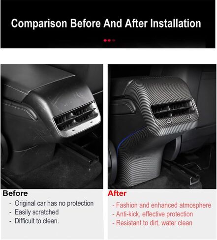 StarYtbl Rear Air Condition Vent Cover for Tesla Model 3 Model Y 2017-2024 Rear Center Console Air Condition Vent Cover Trim, AC Vent Cover Car Decoration Accessories (Matte Carbon Fiber Pattern) in Kuwait