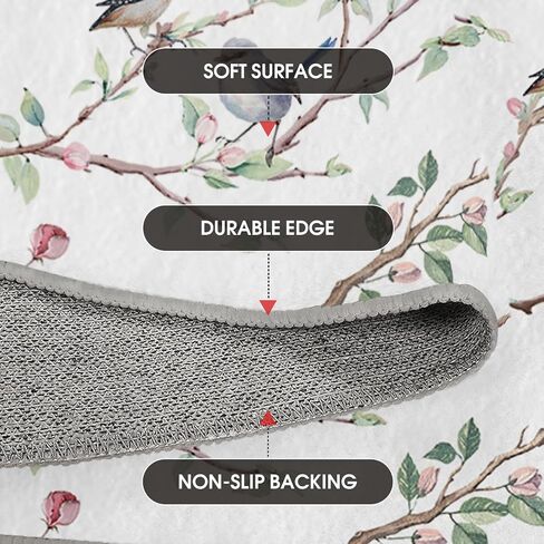 Artoid Mode Twigs Bird Spring Area Rug, Summer Retro Home Decor Low-Profile Washable Door Mat for Entryway Bedroom Living Room Laundry Room Indoor 2x3 Feet in Saudi Arabia