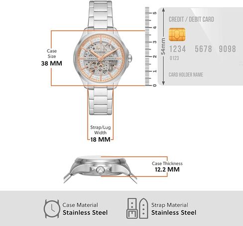 A|X Armani Exchange Women's Automatic Watch with Stainless Steel Strap, Silver, 18 (Model: AX5261) in Saudi Arabia