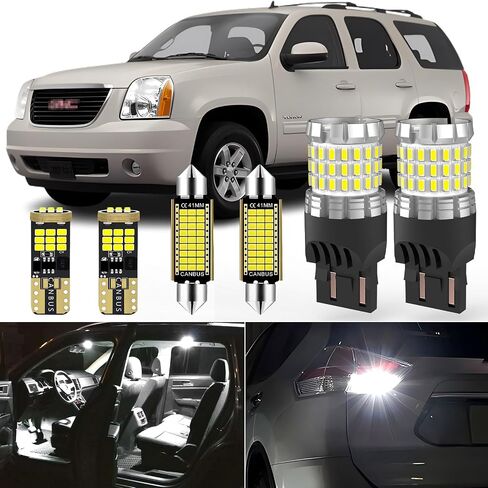 19 Pieces Interior LED Light Kit + Back Up Bulb Reverse Lights for GMC Yukon Chevy Tahoe/Suburban Denali XL 2007 2008 2009 2010 2011 2012 2013 2014 White 6000K LED Interior Bulbs Package, Install Tool in Saudi Arabia