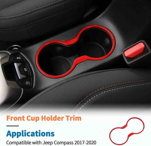 JeCar Center Console Cup Holder Trim for Jeep Compass 2017-2020 Red Interior Accessories in Saudi Arabia