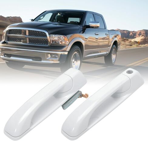 مجموعة مقابض الباب الخارجية 4 قطع تناسب 2009-2020 Ram 1500 2500 3500 4500 5500، مقبض الباب الأمامي الخلفي الأيسر الأيمن الأبيض الساطع 1GH21GW7AF 1GH18GW7AD in Kuwait