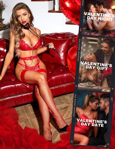 جوارب RSLOVE النسائية المثيرة ذات شبكة صيد السمك بطول الفخذ مع جوارب شفافة من الدانتيل العلوي من السيليكون in Kuwait