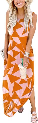 Prinbara Women's Maxi Dress Summer Casual Long Subdress Sleeveless Split Loose Trendy Beach Dresses in Saudi Arabia