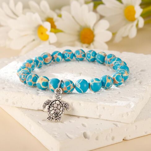 Ocean Animals Bracelets 8mm Natural Stone Jewelry Cute Bracelet Gifts for Women Sea Animals Bracelet Ocean Lover Jewelry Gifts in Saudi Arabia