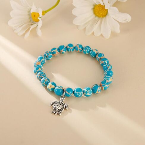 Ocean Animals Bracelets 8mm Natural Stone Jewelry Cute Bracelet Gifts for Women Sea Animals Bracelet Ocean Lover Jewelry Gifts in Saudi Arabia