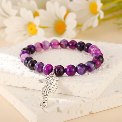 Ocean Animals Bracelets 8mm Natural Stone Jewelry Cute Bracelet Gifts for Women Sea Animals Bracelet Ocean Lover Jewelry Gifts in Saudi Arabia