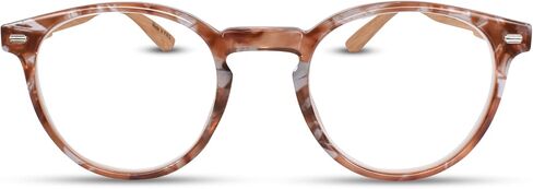 Aqua Tortoise Bamboo Frame Round Reading Glasses for Women - Trendy Womens Reading Glasses with Sturdy Frame, Lightweight and Comfortable Readers for Women - Enhanced Visual Clarity and Stylish Look in Kuwait