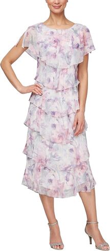 إس إل. فستان زفاف نسائي من Fashions برقبة واسعة متدرج متوسط ​​الطول مع كتف مطرز، (أحجام صغيرة ومنتظمة) in Kuwait