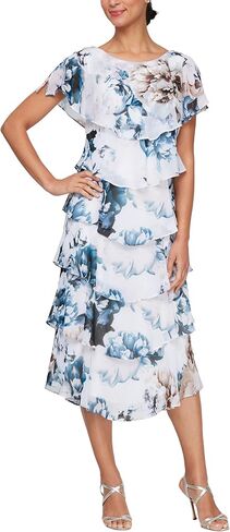 إس إل. فستان زفاف نسائي من Fashions برقبة واسعة متدرج متوسط ​​الطول مع كتف مطرز، (أحجام صغيرة ومنتظمة) in Kuwait