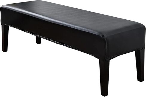 PU Waterproof Dining Bench Cover,Stretch Kitchen Waterproof Bench Slipcover,Oilproof Removable Bench Protector Cover,Rectangle Bench Covers for Dining Room,Living Room,Kitchen ﻿(COLOR:Black) in Saudi Arabia