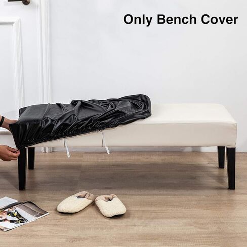 PU Waterproof Dining Bench Cover,Stretch Kitchen Waterproof Bench Slipcover,Oilproof Removable Bench Protector Cover,Rectangle Bench Covers for Dining Room,Living Room,Kitchen ﻿(COLOR:Black) in Saudi Arabia