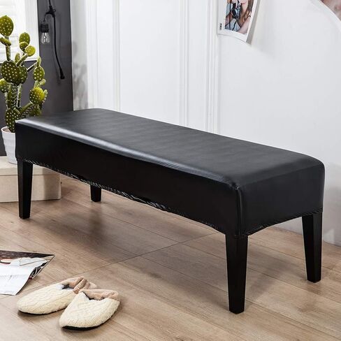PU Waterproof Dining Bench Cover,Stretch Kitchen Waterproof Bench Slipcover,Oilproof Removable Bench Protector Cover,Rectangle Bench Covers for Dining Room,Living Room,Kitchen ﻿(COLOR:Black) in Saudi Arabia