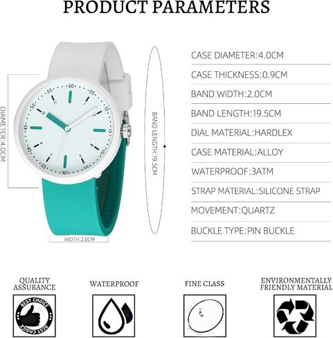 Women's Men's Casual Sports Watch Easy Read Dial Waterproof Analog Quartz Watches with Colorful Rubber Silicone Band for Women Men in Saudi Arabia