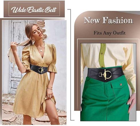 Yalice Women Wide Elastic Belt Stretch Waist Belt for Dresses Thick Leather Belts Cosplay Waistband in Saudi Arabia