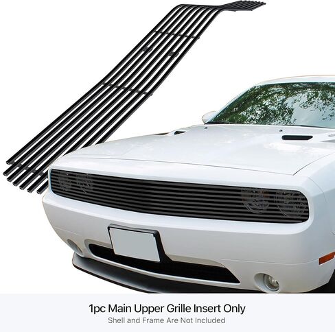 APS متوافق مع دودج تشالنجر 2009-2014 فانتوم الرئيسي العلوي من الفولاذ المقاوم للصدأ الأسود 8x6 أفقي البليت الأمامي مصبغة إدراج D65989J in Saudi Arabia
