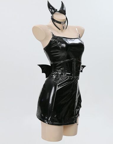 MEOWCOS Women's Bodycon Dress Halloween Party Dress Gothic Bat Element Design Strapless Mini Dress with Corset in Saudi Arabia
