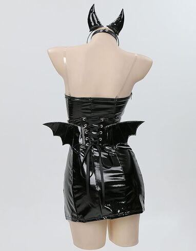 MEOWCOS Women's Bodycon Dress Halloween Party Dress Gothic Bat Element Design Strapless Mini Dress with Corset in Saudi Arabia