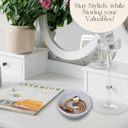 CraftsOfEgypt Jewelry Tray - Real Marble Jewelry Dish - Ring Holder - Decorative Key Bowl - Home Decor Wedding Gift in Kuwait