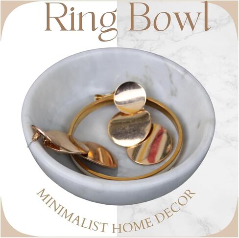 CraftsOfEgypt Jewelry Tray - Real Marble Jewelry Dish - Ring Holder - Decorative Key Bowl - Home Decor Wedding Gift in Kuwait