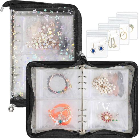 Travel Jewelry Organizer Book Clear Earring Storage Case Transparent Jewelry Organizer Storage Case (Light blue, Set Pack of 2 Jewelry books) in Saudi Arabia