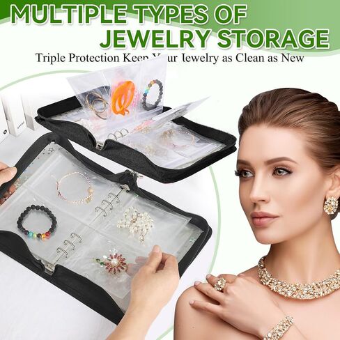 Travel Jewelry Organizer Book Clear Earring Storage Case Transparent Jewelry Organizer Storage Case (Light blue, Set Pack of 2 Jewelry books) in Saudi Arabia